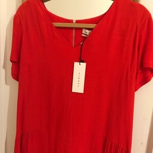 Red cap sleeve blouse - with peplum detail